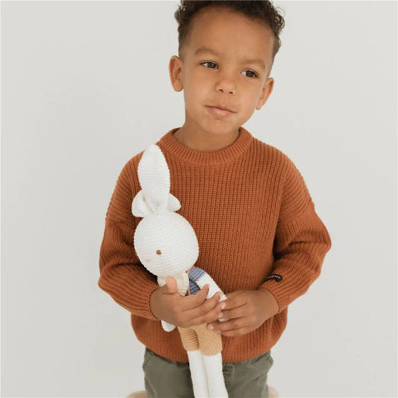 Stickad Tröja – Amba Unisex, Vit/Svart/Blå/Rosa/Grön/Grå/Brun, Bomull, Storlek 0–6 år