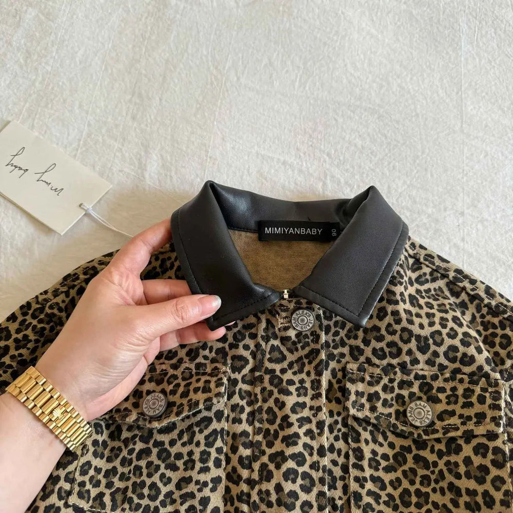 NAROO Leopard Barnjacka – Leopardmönstrad Jacka Unisex Bomull (0–8 år)