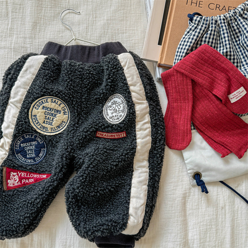 Teddy Joggingbyxa – SnugTrail Unisex, Brun/Grå, Bomull, Storlek 0–6 år