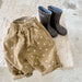 Baggybyxa med Tryck – Mila Bloomers Unisex, Brun/Beige, Bomull, Linne, Storlek 0–6 år