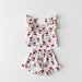 Lulu & Leaf Sommarset Flicka – 2-delad Bomullsoutfit med Volanger & Tulpanmönster (0–5 år)