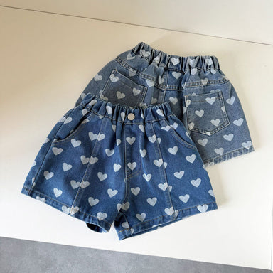 Kort Jeansbyxa med Hjärtan – Liva Denim Shorts Baby, Småbarn, Förskolebarn, Barn – Ljusblå/Mörkblå, Bomull, Storlek 0–8 år