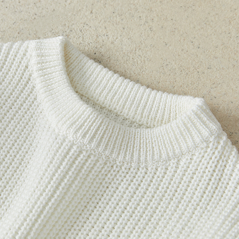 Stickad Tröja – Amba Unisex, Vit/Svart/Blå/Rosa/Grön/Grå/Brun, Bomull, Storlek 0–6 år