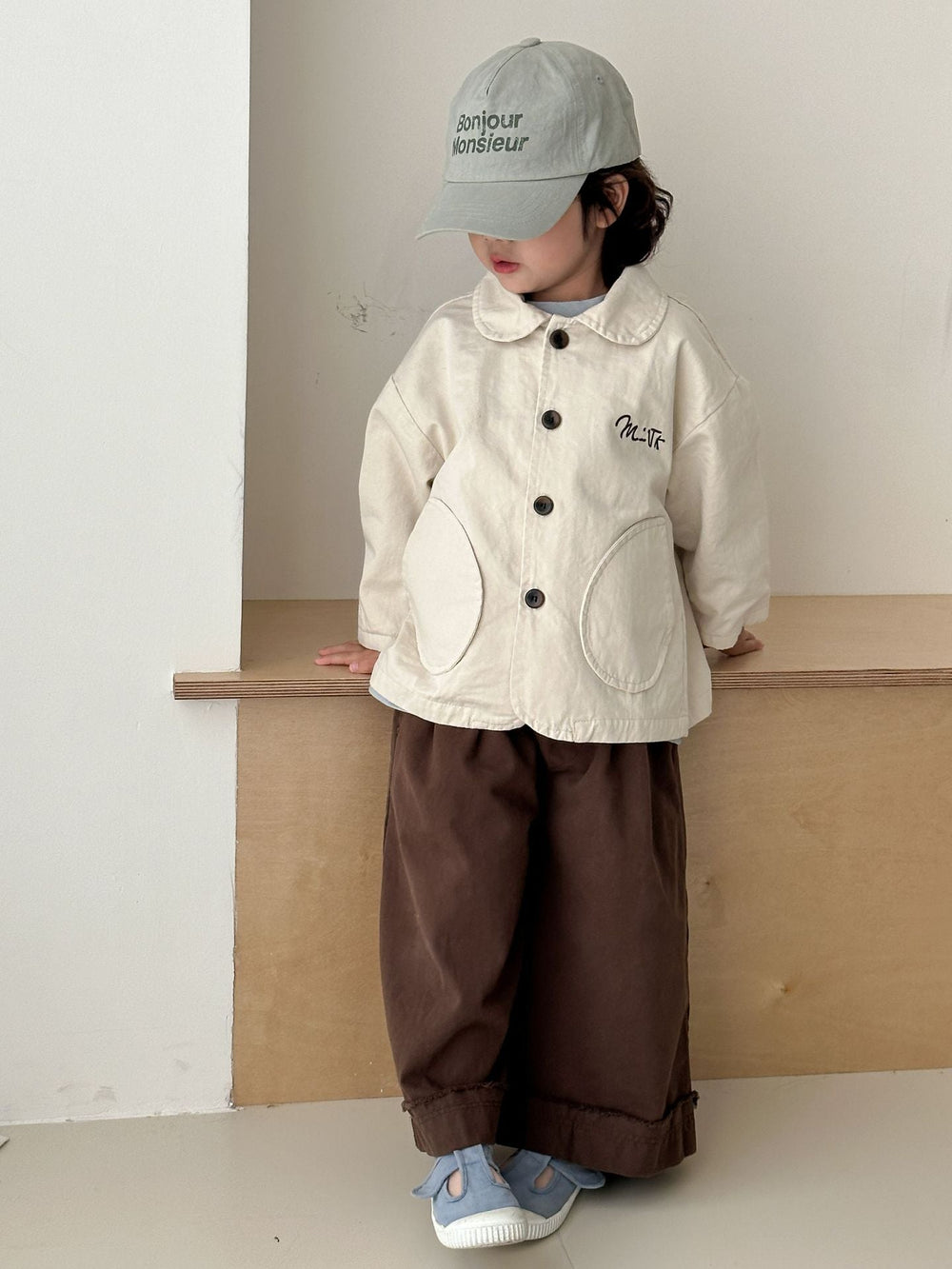 Jacka – LittleUrban Unisex, Grå/Beige, Bomull, Storlek 0–8 år