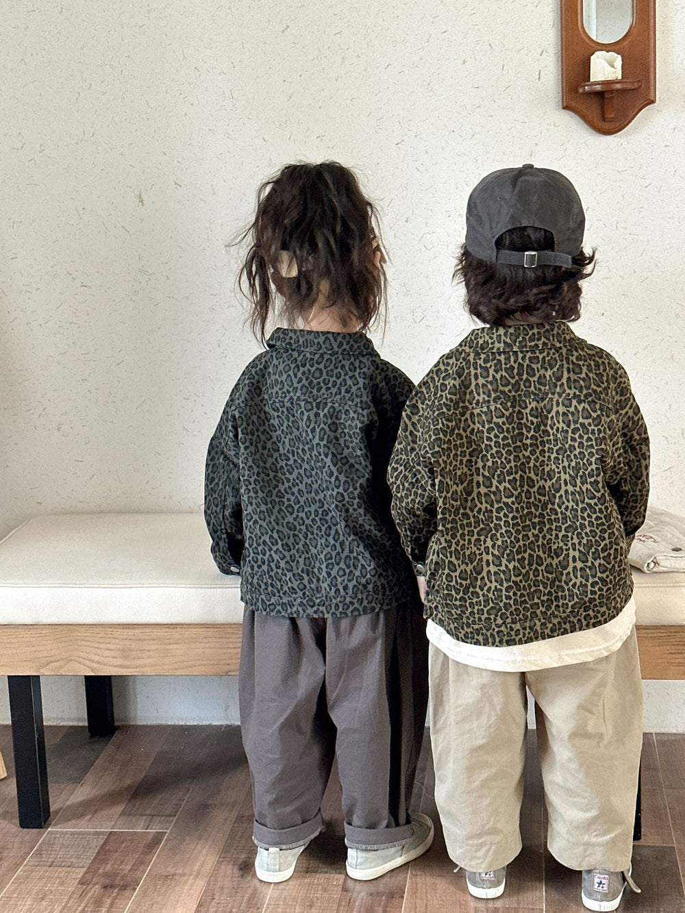 Jeansjacka med leopardmönster – Wild & Free Unisex, Brun/Grå, Bomull, Denim, Storlek 0–2 år