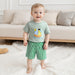 SailAway Sommarsätt för Pojkar | T-shirt med Segelbåt & Grön Rutig Shorts | Bomull & Polyester | 6 mån–4 år | Somrig Outfit för Småbarn