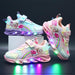 Rainbow Glitter LED Barnsneakers – Lysande Sula | Stl. 22-35