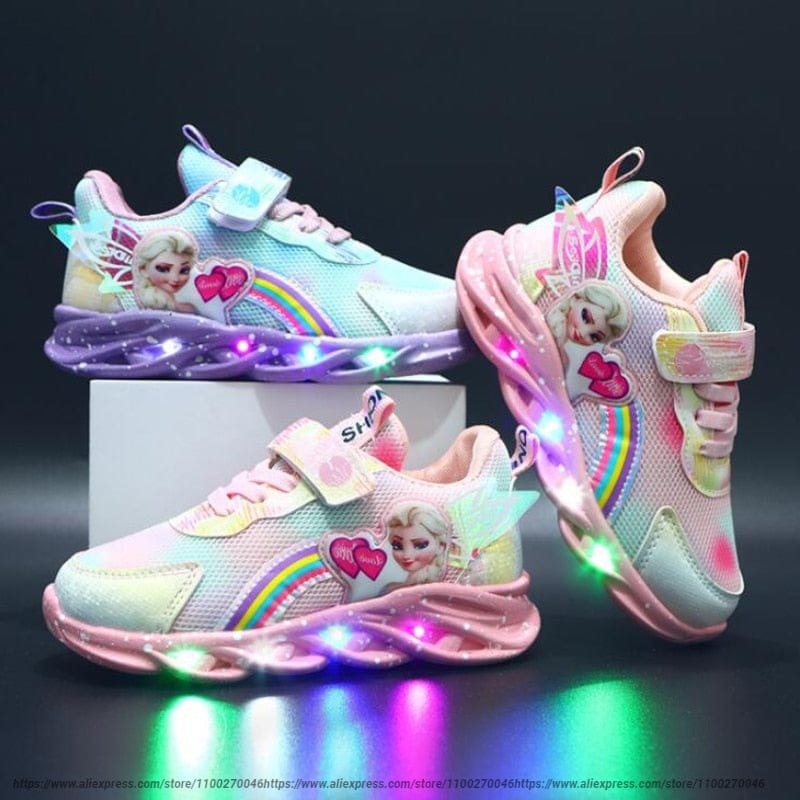 Rainbow Glitter LED Barnsneakers – Lysande Sula | Stl. 22-35
