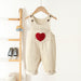 Hängselbyxa med Hjärta – Cordi Love Flickor, Beige/Rosa/Brun, Bomull, Storlek 0–4 år