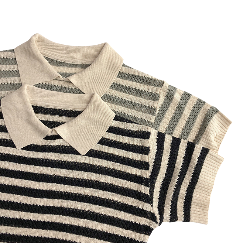 Livo Milo Stickad Pikétröja för Barn – Kort ärm – Unisex – Randig – 100 % bomull – 0–6 år