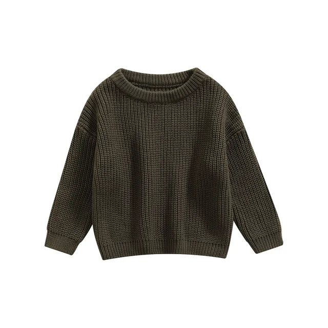 Stickad Tröja – Amba Unisex, Vit/Svart/Blå/Rosa/Grön/Grå/Brun, Bomull, Storlek 0–6 år
