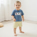 JungleJump Sommarsätt för Pojkar | T-shirt med Apor & Randiga Shorts | Bomull & Polyester | 6 mån–4 år | Blå & Gul