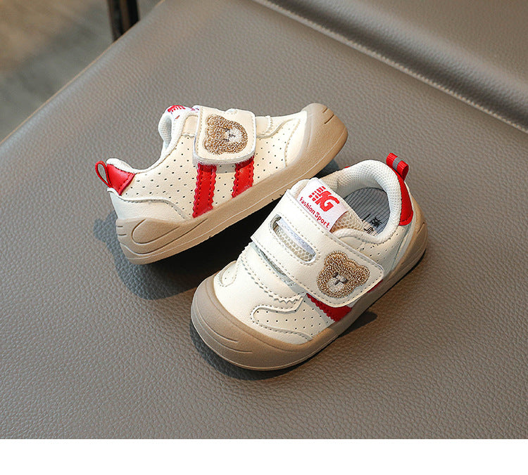 Sneaker med Kardborre – Björn Unisex, Khaki/Svart/Röd, Storlek 16–25