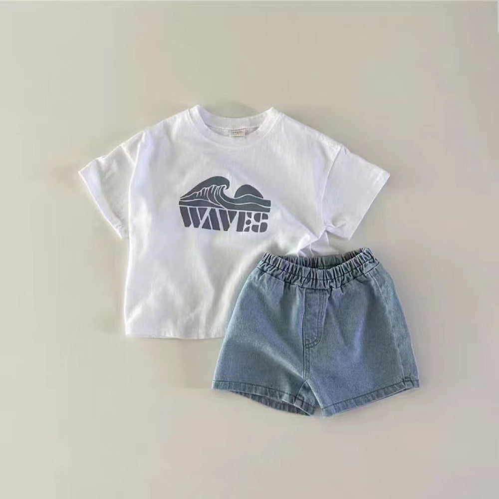 Korta byxor – DenimPlay Unisex, Svart/Blå/Ljusblå, Bomull, Storlek 0–3 år