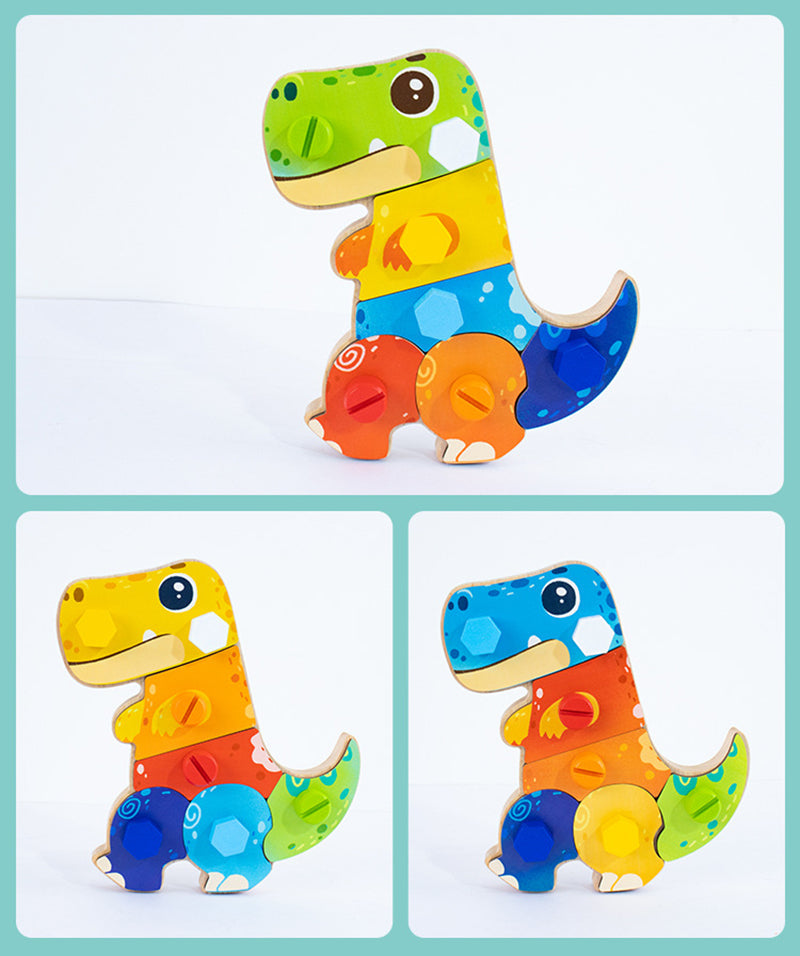 Träbaserad 3D Dino Byggsats – Pedagogiskt STEM-leksak, Bygg & Lek, Motorisk Utveckling, från 2 År