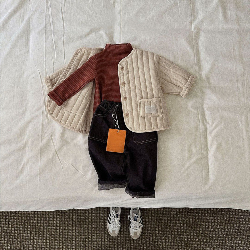 Vadderad jacka – Mila & Finn Unisex, Blå/Beige, Bomull, Storlek 0–3 år