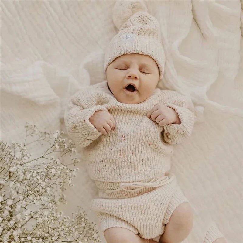 Stickad Tröja – Baki Unisex, Beige/Offwhite, Bomull, Storlek 0–4 år