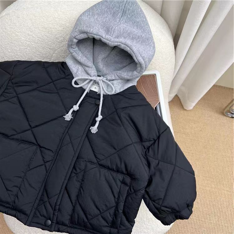 Vadderad hoodiejacka – CozyShield Unisex, Blå/Grön, Bomull, 0–6 år