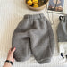 Teddyjoggingbyxa – Snuggle Unisex, Brun/Grå/Blå, Bomull, Storlek 0–6 år