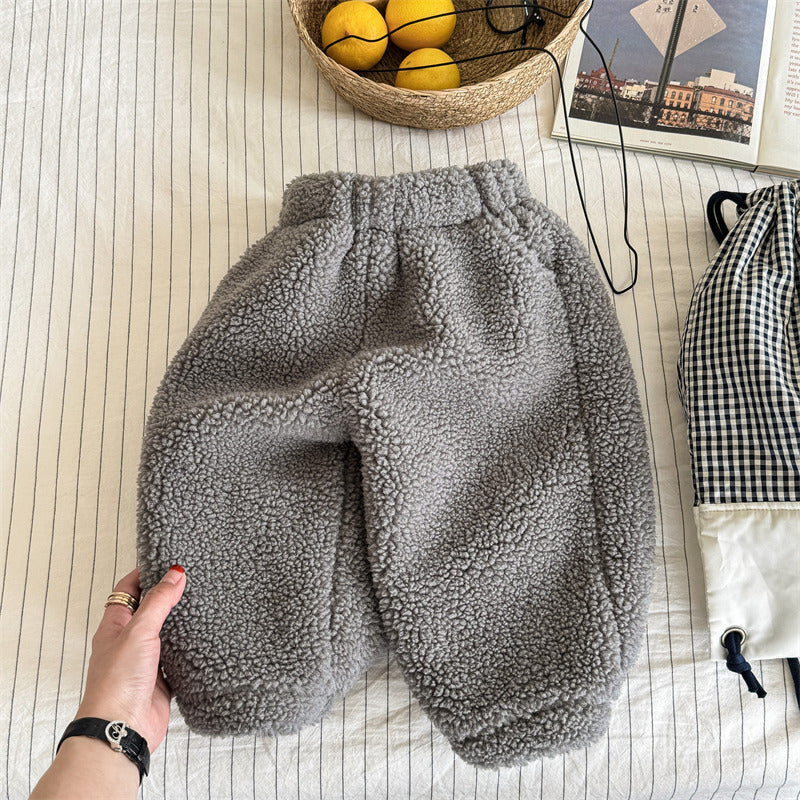 Teddyjoggingbyxa – Snuggle Unisex, Brun/Grå/Blå, Bomull, Storlek 0–6 år