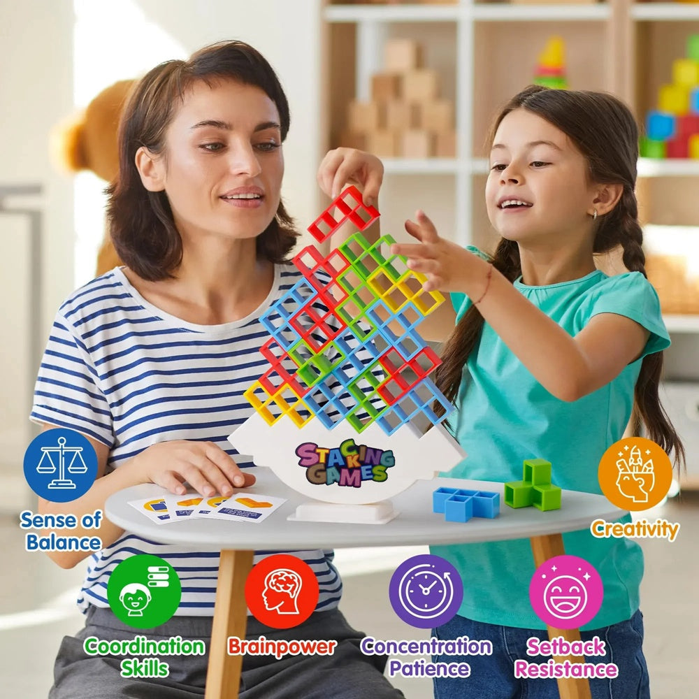 Montessori Balans Tetris Torn – Pedagogiskt Balansspel, BPA-Fritt, 3+ År
