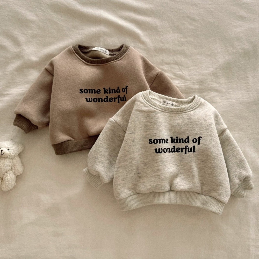 Tröja – WonderWear Unisex, Brun/Grå, Bomull, Storlek 0–5 år