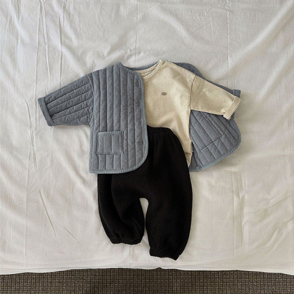 Vadderad jacka – Mila & Finn Unisex, Blå/Beige, Bomull, Storlek 0–3 år