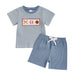 Baseball Stripe Sommarsätt för Baby & Småbarn | Stickad T-shirt & Shorts | Knit Bomull | 0–3 år | Sportig Look för Pojkar