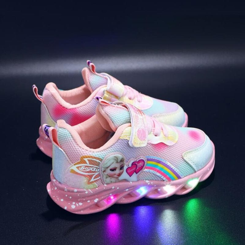 Rainbow Glitter LED Barnsneakers – Lysande Sula | Stl. 22-35