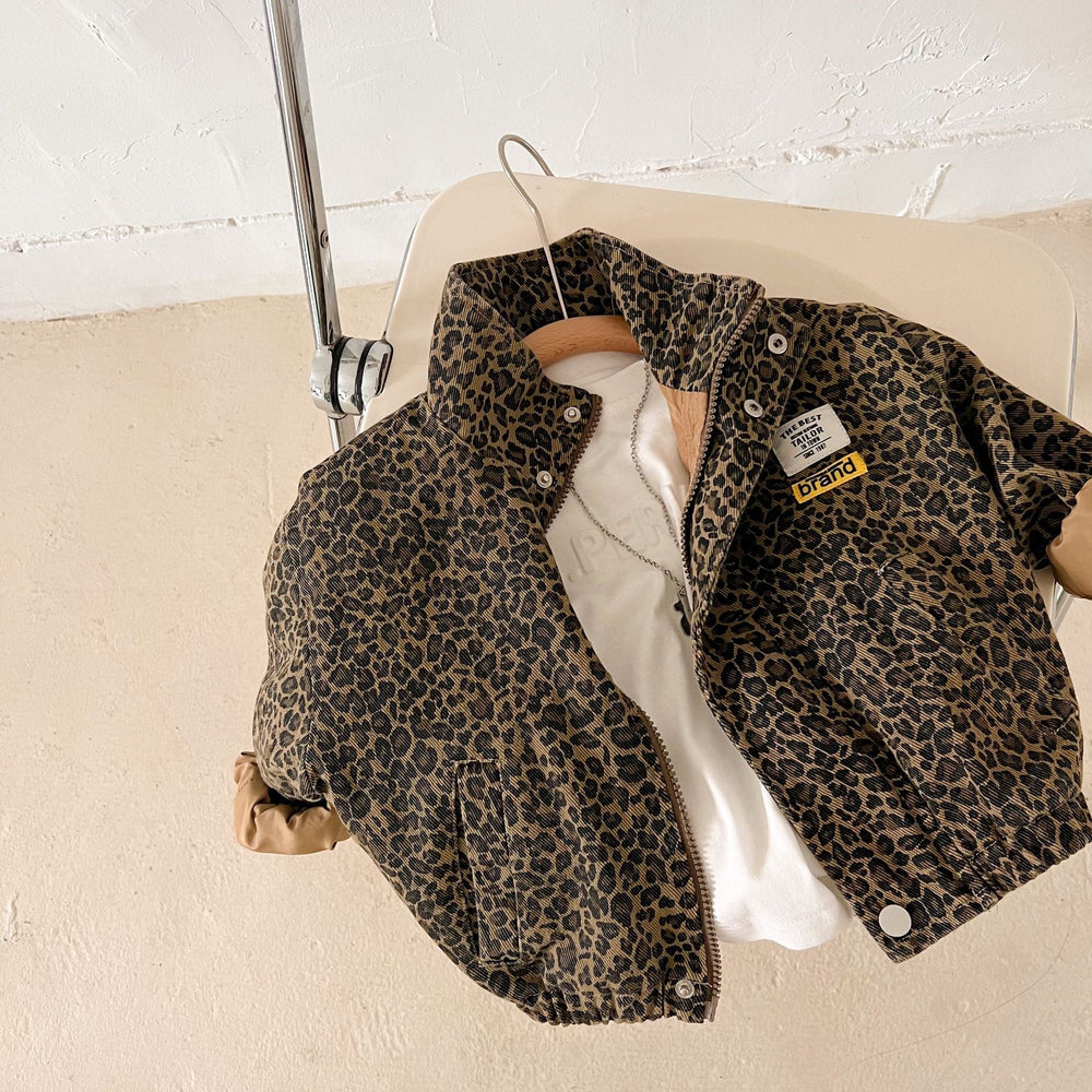 Jacka med Leopardmönster – Gitega Flickor, Brun, Bomull, Storlek 1–8 år