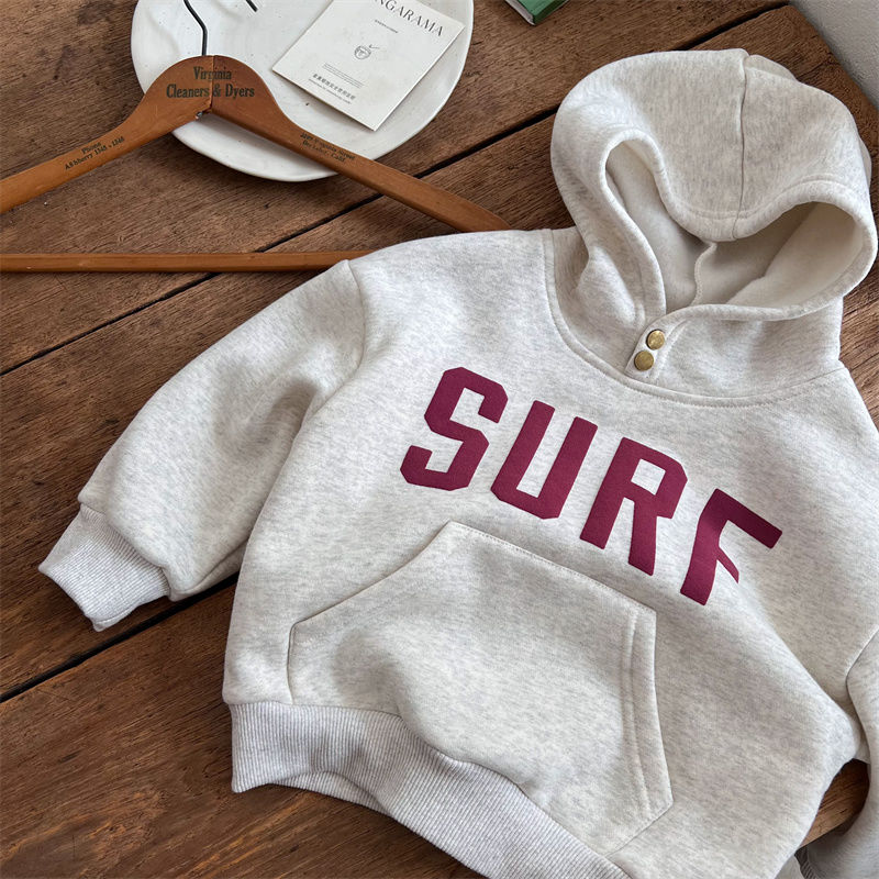 Hoodie – WaveRider Unisex, Grön/Röd/Grå, Bomull, Storlek 0–6 år