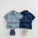 Denim sommarset med T-shirt och shorts – Baby, Småbarn, Förskolebarn, Barn, Blå, Bomull, Storlek 0–6 år