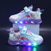 Rainbow Glitter LED Barnsneakers – Lysande Sula | Stl. 22-35
