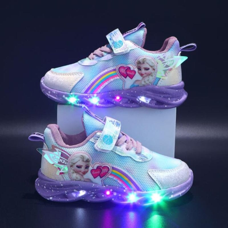 Rainbow Glitter LED Barnsneakers – Lysande Sula | Stl. 22-35