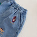 Kort Jeansbyxa med Resår och Dinosaurietryck – Baby, Småbarn, Förskolebarn, Ljusblå, Bomull/Denim, Storlek 0–5 år