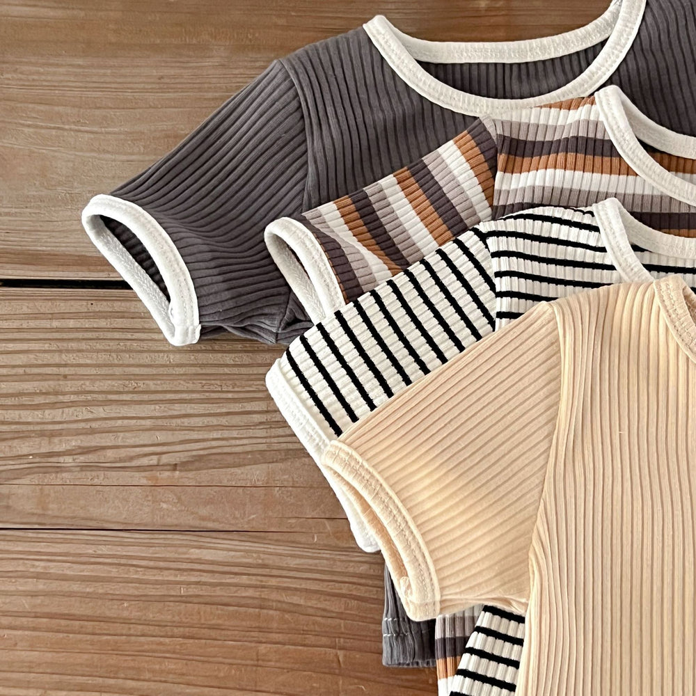 Unisex Baby Sommarset – 2-delat Ribbat Bomull T-shirt & Shorts | Nilo & Nox (0–3 år)