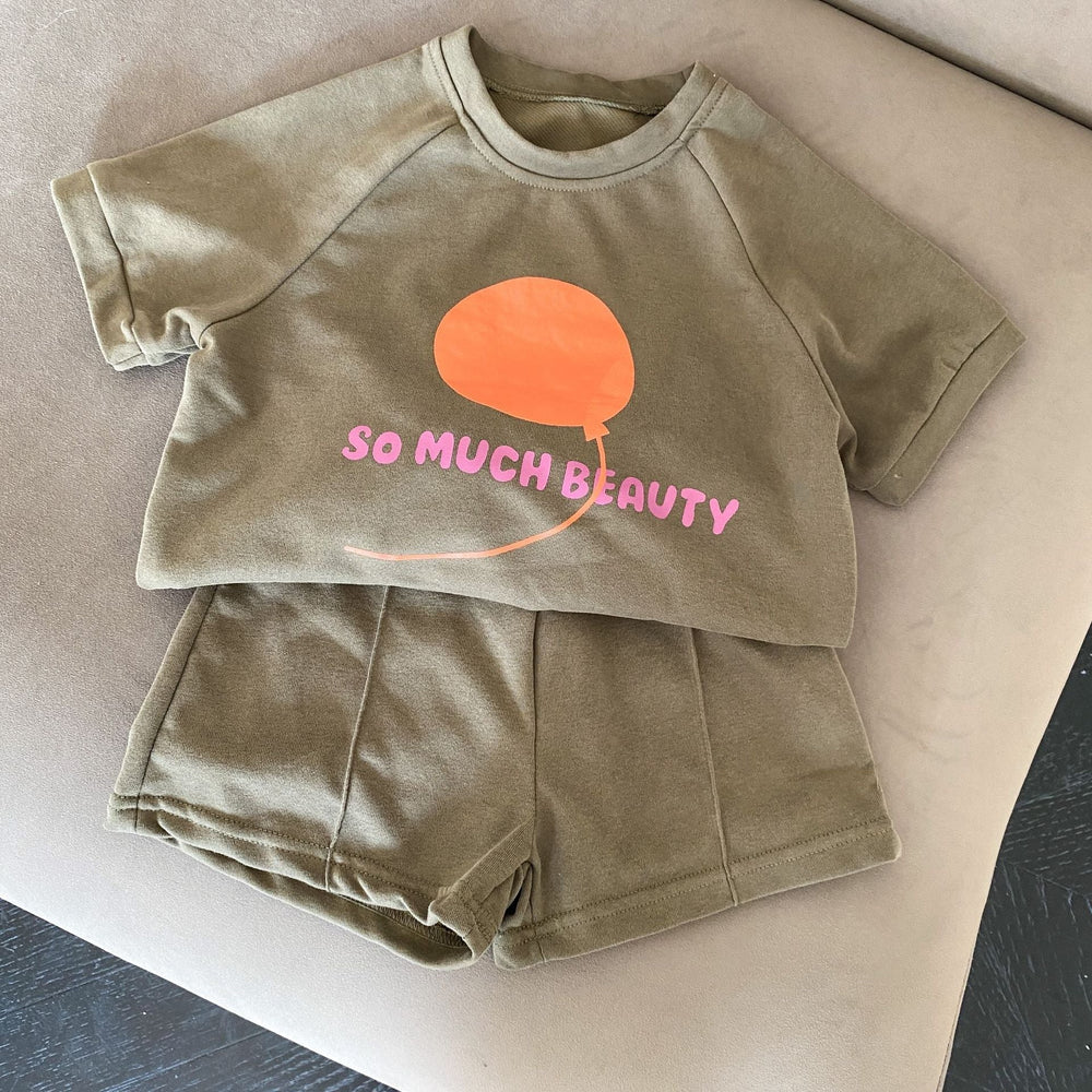 SunPop Sommarset för barn – Unisex tröja och shorts med soltryck | Bonbini Kids | Storlek 0–9 år