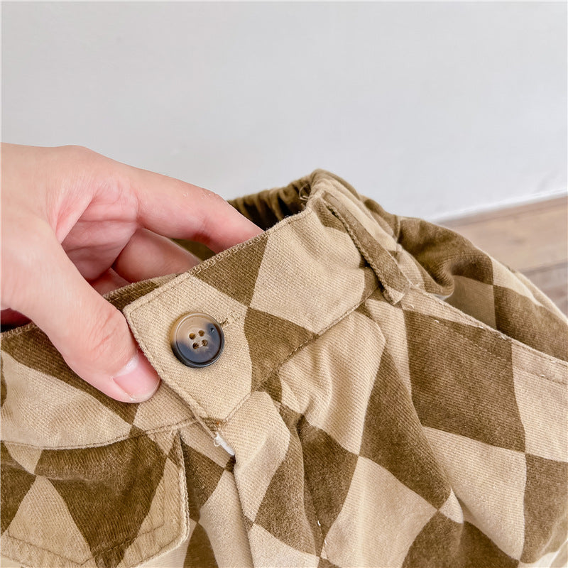 Rutig Byxa – Checkmate Unisex, Svart/Brun, Bomull, Storlek 0–6 År