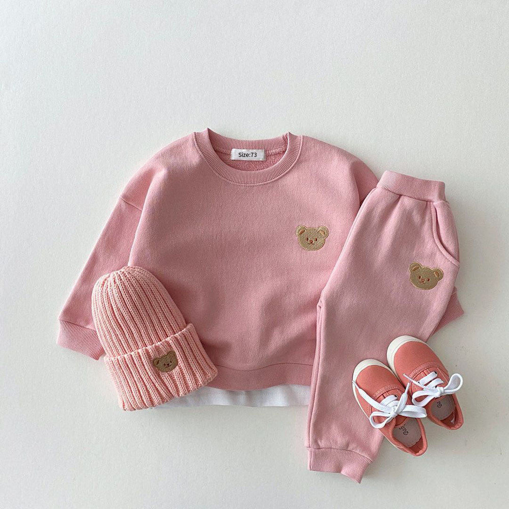 Joggingdress med Björn-Emblem – Djibouti Unisex, Grå/Rosa/Gul/Blå/Brun, Bomull, Storlek 0–4 år