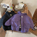 Vindjacka med huva – Lilo Unisex, Svart/Lila, Polyester, Storlek 0–6 år