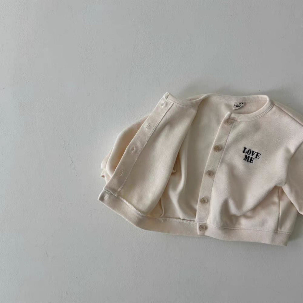 Väst med Love Me broderi – Tender Flickor, Blå/Beige, Bomull, Storlek 0–6 år