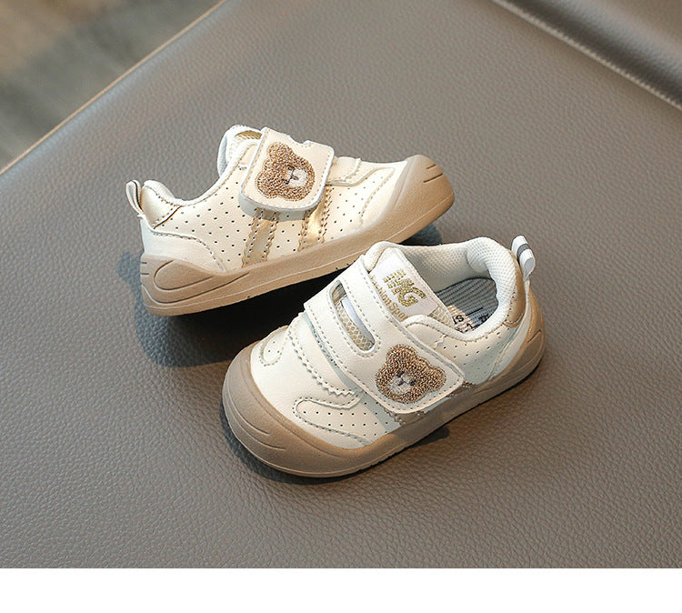 Sneaker med Kardborre – Björn Unisex, Khaki/Svart/Röd, Storlek 16–25