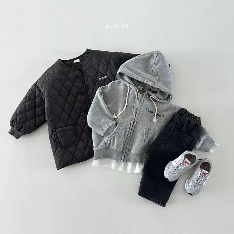 Vadderad jacka – Bonito Unisex, Beige/Svart/Grön, Bomull, Storlek 0–4 år