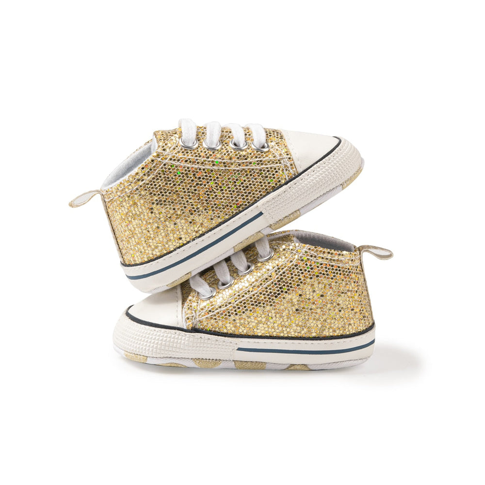 Lunari Glitz Babysneaker – Glittriga Babyskor för Flicka – Halkfria – Första Steg Skor – 0–1,5 år