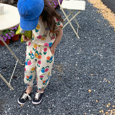 Floree Sommarset Barn – 2-delad bomullsoutfit med blommönster – T-shirt och byxor – Flicka/Baby/Småbarn – Storlek 0–8 år