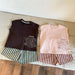 Sommarklädset med Randiga Shorts + T-shirt – Tula Unisex, Rosa/Brun, Bomull, Storlek 0–8 år