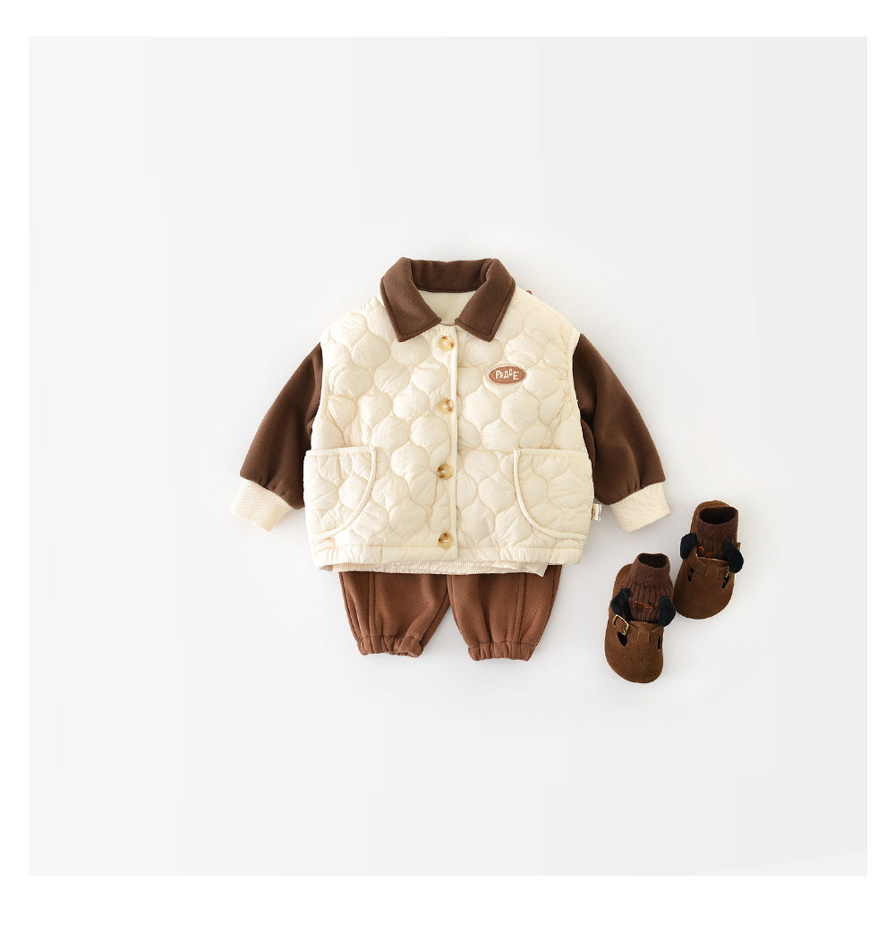 Vadderad väst – Pape Unisex, Brun/Beige, Bomull, Storlek 0–4 år