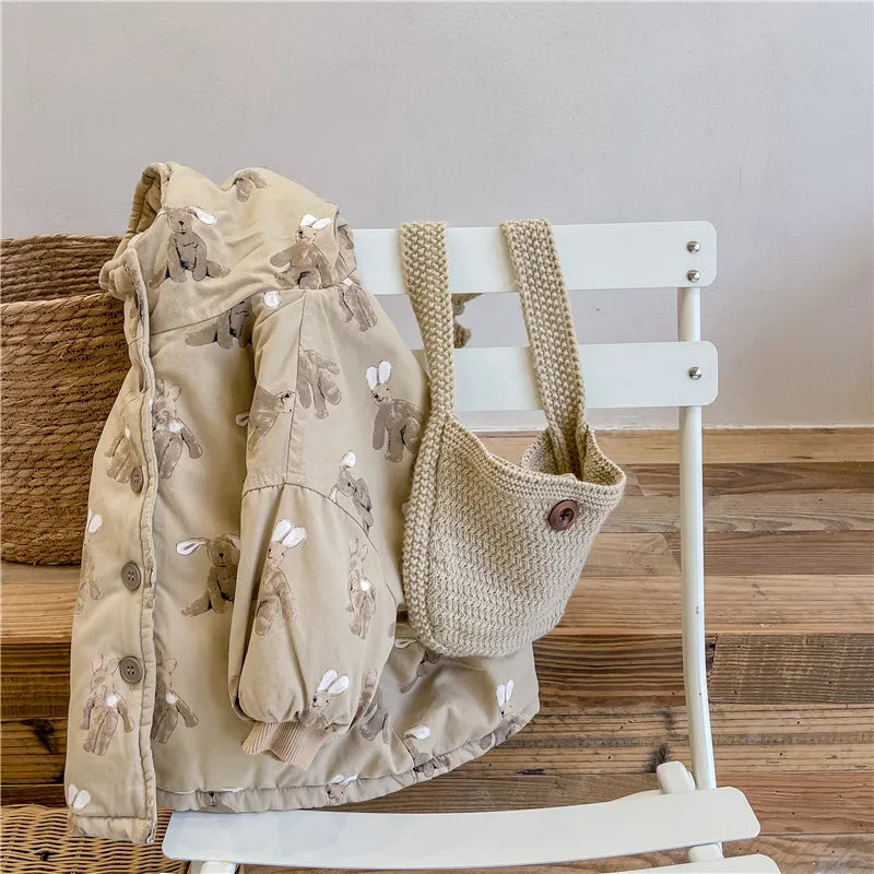 Jacka med Huva – Knuffel Unisex, Brun/Beige, Polyester, Storlek 0–6 år