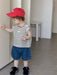Lunari Breton T-shirt & Denim Shorts Set – Sommarklädset Barn 0–3 år – Ecru/Svart + Blå Shorts – Unisex & Bekväm