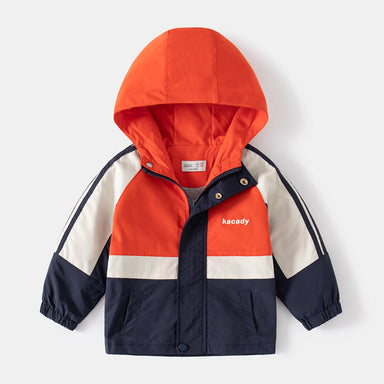 Regnjacka – Thim Pojkar, Grön/Orange/Blå, Polyester, Storlek 2–8 år